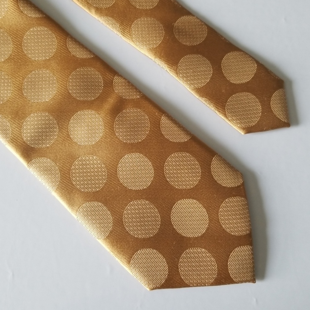 Paul Frederick Men's  Gold Large Polka Dots Tie